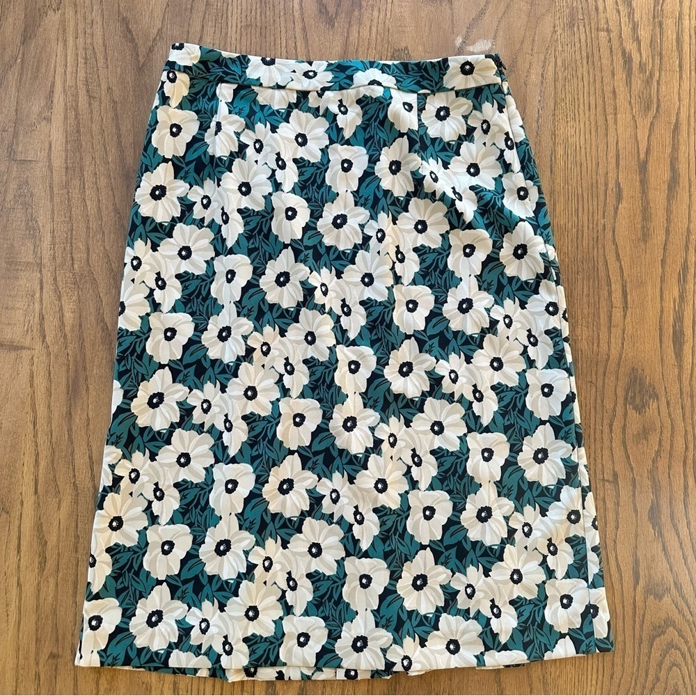 Who What Wear Green Floral Midi Pleated Skirt Size 4 small